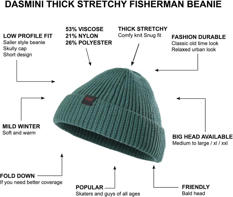 DASMINI Fisherman Beanie Hats for Men Women,Knit Trawler Skull Cap,Watch Cap,Spring Fall Winter Warm Short Hats - Image 4